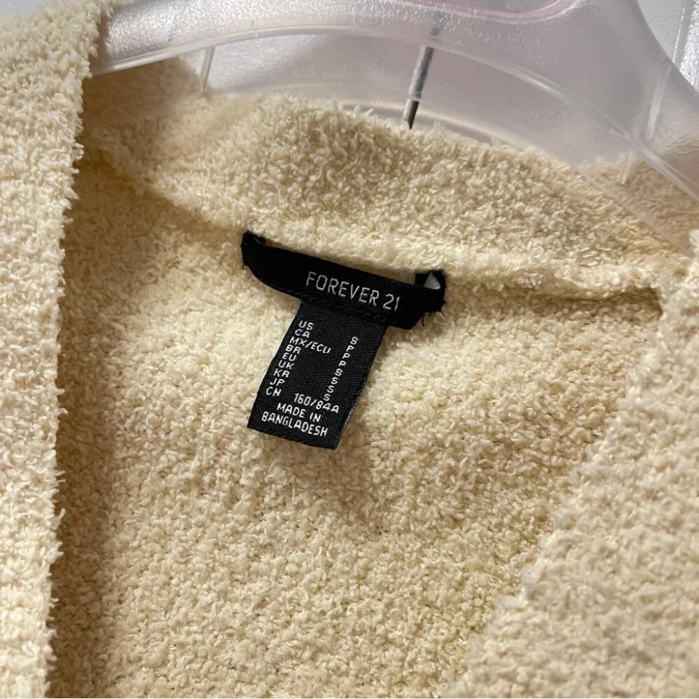 Forever 21 Fleece Sherpa Button-Up Cardigan Cream - S - Picture 6 of 7